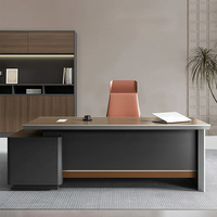 Bureau de direction minimaliste en forme de L, grand format, avec armoire latérale pour la décoration du bureau du président