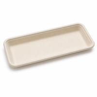 Plateau rectangulaire compostable en bagasse 11x5 pouces, en fibre de canne à sucre, pour sushi, apéritifs, traiteur, buffet, planche à charcuterie