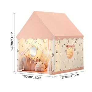 Casa de juegos de cara alegre rosa para niños, exquisita tienda de Castillo de cuento de hadas de princesa, casa de juegos para niños para interiores y exteriores - Product Image 5