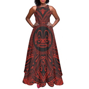 De moda de verano vestido sin mangas O cuello de noche elegante vestido tradicional <span class=keywords><strong>Marquesas</strong></span> patrón barato vestido de <span class=keywords><strong>las</strong></span> mujeres ocasionales nuevo personalizado - Product Image 3