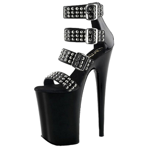 Nuovo <span class=keywords><strong>tacco</strong></span> sottile <span class=keywords><strong>20</strong></span> <span class=keywords><strong>cm</strong></span> 8 pollici con punta che perde tacchi alti tacchi alti neri Punk travestito moda sandali alla caviglia ABS cinturino per l'estate - Product Image 1