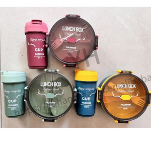 <span class=keywords><strong>Boîte</strong></span> à lunch <span class=keywords><strong>en</strong></span> <span class=keywords><strong>plastique</strong></span> double couche sans BPA, économique, <span class=keywords><strong>avec</strong></span> gourde, pour étudiants, et tasse à café de voyage - Product Image 5