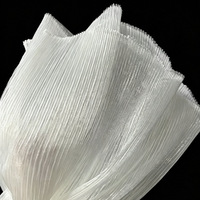 Tissu d'organza plissé texturé semi-transparent à rayures verticales nacrées, tissu scintillant pour robe de femme