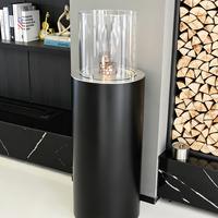 Nouvelle cheminée bioéthanol autoportante extra haute AMR80, foyer extérieur en acier inoxydable, foyer domestique écologique, flamme réaliste