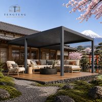 Pergola motorisée de luxe en aluminium imperméable avec toit à lames orientables et structure thermolaquée pour jardin, patio et terrasse