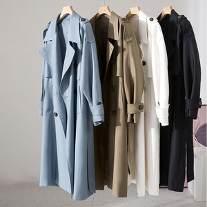 Nouvelle <span class=keywords><strong>Trench</strong></span>-Coat Longue Femme Printemps Respirante et Douce, Coupe-Vent Double Boutonnage à Col Rabattu avec Ceinture - Product Image 2
