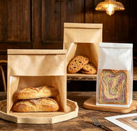 Sac en papier kraft brun en stock 250-450g Fenêtre transparente avec fermeture en fil de fer pour l'emballage du pain dans l'industrie alimentaire