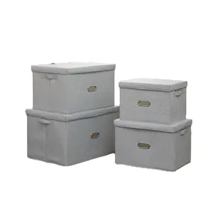 Dagelijkse Benodigdheden Inklapbare Linnen Afdrukken 600D Polyester Oxford Stof Dubbele Divider Storage Box Kubus Voor Doek Met Deksel