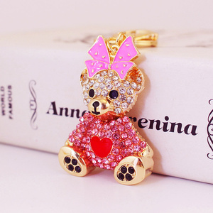 Vente chaude charme femmes sac ornements mignon chien lapin ours porte-clés accessoires strass diamant porte-clés cadeau pour voiture porte-clés - Product Image 4