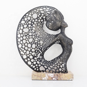 Escultura Femenina de Latón Directo de Fábrica, Estilo <span class=keywords><strong>Art</strong></span> Deco Moderno de Lujo, Base de Mármol, Estatua Abstracta, Decoración para el Hogar, Regalo <span class=keywords><strong>Art</strong></span>ístico, Venta al por Mayor - Product Image 5