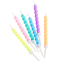 Bougies d'anniversaire torsadées en spirale – Cire de paraffine non parfumée pour décoration de gâteaux, design macaron mignon et courbé, fabriquées en Chine