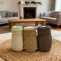 Housse de bouteille d'eau chaude en tricot diamanté, très résistante à la chaleur, accessoire chauffe-mains pour la maison en hiver