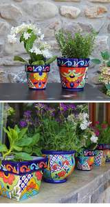 Talavera cerámica mexicana mediano pequeño cobalto suculenta maceta conjunto rombo en forma de mesa calcomanía maceta decoración maceta - Product Image 5