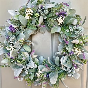 Couronnes d'anniversaire pour toutes les saisons en herbe d'agneau et lavande, couronnes <span class=keywords><strong>de</strong></span> porte <span class=keywords><strong>de</strong></span> ferme printanières, couronnes <span class=keywords><strong>de</strong></span> lavande avec baies et herbe <span class=keywords><strong>de</strong></span> la sainte-agrace - Product Image 2