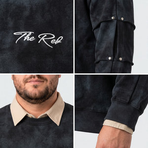 男士扎染圆领 T 恤运动衫棉质长袖休闲大码宽松版型落肩 6XL 7XL - Product Image 6