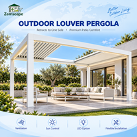 Pergola à toit coulissant en aluminium de qualité commerciale, pergola rétractable résistante au vent pour terrasse de restaurant, repas en plein air