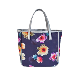 Custom Geometric Print <b>Nylon</b> Foldable <b>Tote</b> Bag Women Casual Reusable Zipper Closure Daily Use 1-1.9L Capacity - Product Image 1