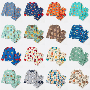 Ensemble pyjama bébé en coton imprimé, doux, sûr, écologique, manches longues, fermeture boutonnée, haut et pantalon tricotés, unisexe - Product Image 1
