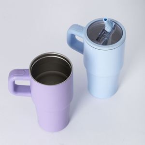 Vente en gros Tasse isotherme portable en acier inoxydable à double paroi sous vide de 20 oz avec poignée et paille, Mug de voyage pour café, Vaso Cup - Product Image 3
