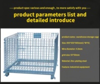 Caisse en acier empilable industrielle robuste, bac en métal pliable, cage de stockage pour entrepôt, conteneur de stockage en acier galvanisé