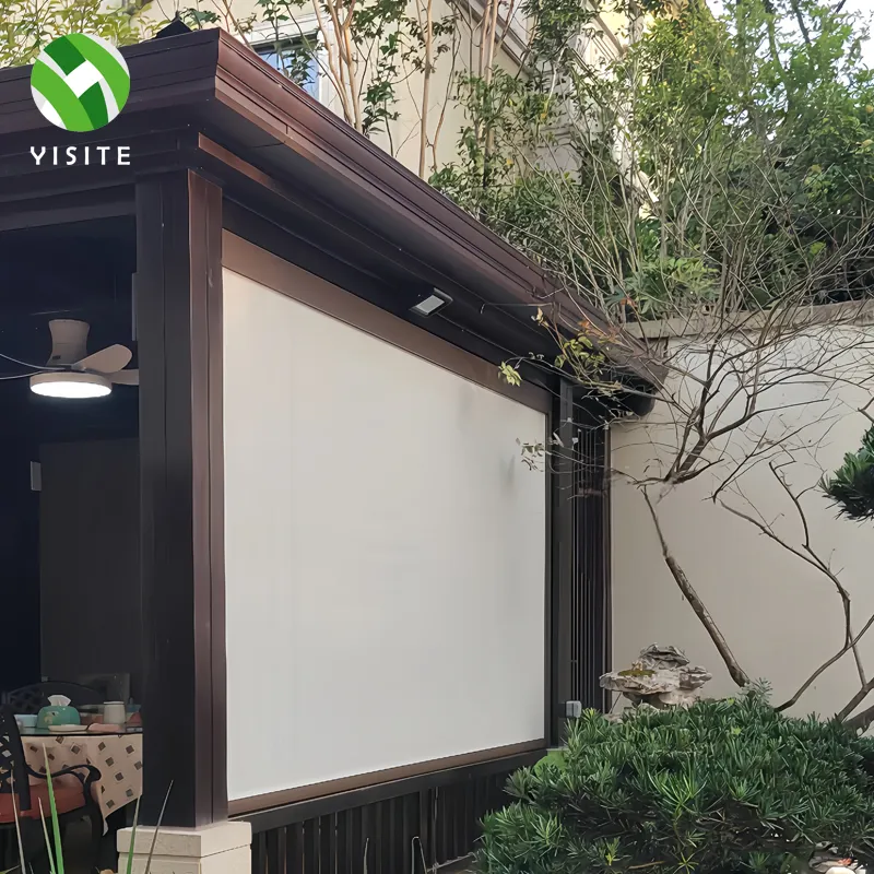 YST esterno elettrico telecomando rullo tenda antivento parasole ristorante impermeabile padiglione personalizzato pesante tenda rullo