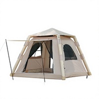Tente Gonflable Automatique 3-5 Personnes en Tissu Oxford 1000-1500mm Imperméable Quatre Saisons Abri de Camping Portable