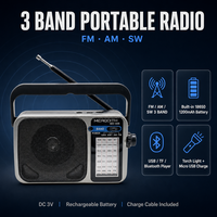 Radio portable avec logo personnalisé, fabrication OEM directe d'usine, AM FM, ondes courtes SW1 SW2, rechargeable par USB, lampe torche LED, vente en gros