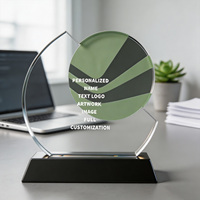 Plaque en cristal incurvée irrégulière Neelpure 187286 noire avec graphique de graphique circulaire imprimé UV personnalisé pour récompense d'entreprise