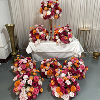 Boules de fleurs artificielles rose vif et orange de 40 cm, très demandées, pour centres de table de mariage