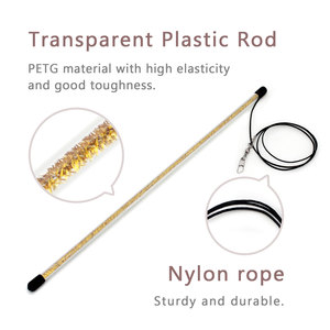 Baguettes à chat transparentes en PETG avec 8 accessoires faits main en forme d'insectes volants, plumes naturelles et clochettes colorées - Product Image 4