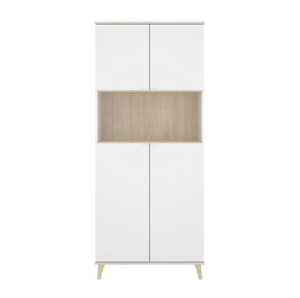 <span class=keywords><strong>Buffet</strong></span> de rangement <span class=keywords><strong>haut</strong></span> blanc et chêne avec 4 portes pour micro-ondes - Product Image 4