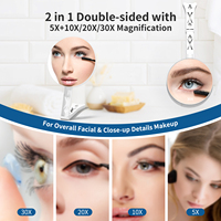 Espejo de Maquillaje Cosmético con Aumento LED de Marca Propia MoonlitGlow, 5X/40X, Montado en Pared, Doble Cara, Bajo MOQ, Listo para Venta Minorista, Personalizable