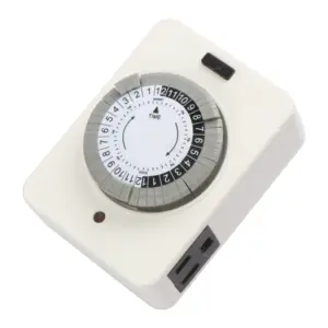 Indoor Dual Outlet Timers Heavy-Duty Mechanical 24-Hour 3-Prong Design For Lamps Indoor Lighting And Christmas Lights