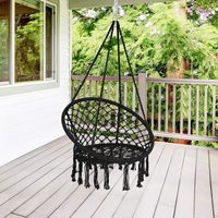 Chaise hamac d'extérieur Danlong, chaise suspendue en macramé en corde de coton avec cerceaux métalliques pour salon, jardin, style nordique