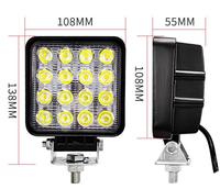 Projecteur de travail LED 4,3 pouces 10-60V à puces, lampe de conduite carrée pour engins de génie civil, excavatrices, chariots élévateurs, camions lourds