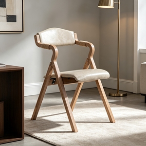 Fauteuil pliant en bois massif avec assise en tissu rayé vertical et accoudoirs en corde – Distributeur et importateur en gros - Product Image 1