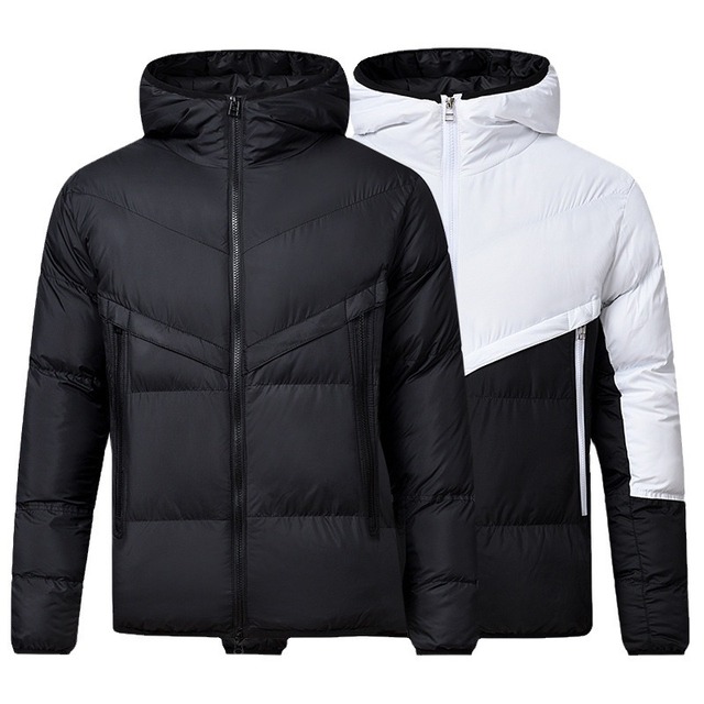 Men's Winter Outdoor Hooded Puffer Jacket Warm Casual Padded Jacket Warm Coat