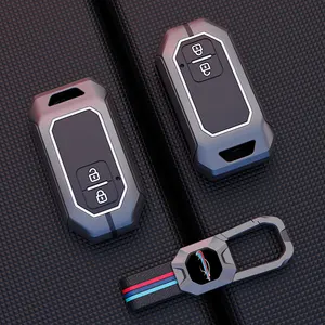 Car Key Case Full Cover Fob Zinc Alloy Smart Leather Metal Key Cover For Car Suzuki Vitara Swift Ignis Kizashi Sx4 Baleno Ertiga