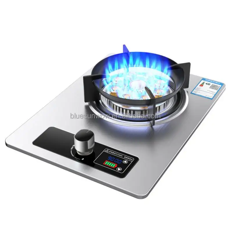Cuisinière à gaz Flip Top GPL table de cuisson à gaz portable intelligente batterie en verre cuisinière à gaz à brûleur unique pour la cuisine