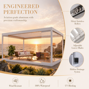 Pergola motorisée à toit à lames orientables 3x3m – <span class=keywords><strong>Abri</strong></span> de luxe durable et antirouille pour balcon, jardin nocturne et zone de loisirs - Product Image 1