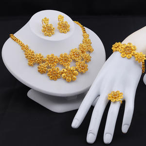 Саудовская Аравия, комплект золотых украшений, 10 карат, из твердого золота, нигерийский Позолоченный комплект украшений - Product Image 1