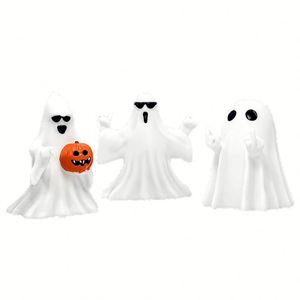 Figura de Fantasma de Resina con Logotipo Personalizado OEM, Decoración de Halloween con Fantasma de Dedo Medio y Calabaza, Adorno de Escritorio de Latón Plateado - Product Image 5