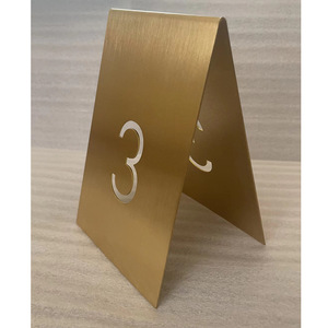 Pure Brass <b>Table</b> Number <b>Card</b> 6in Rectangle Double Sided Durable Modern Design For Restaurants - Product Image 5