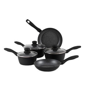 <span class=keywords><strong>Ensemble</strong></span> de 8 ustensiles de cuisine en aluminium comprenant une poêle à frire de 8 pouces, une poêle à frire de 10 pouces, une <span class=keywords><strong>casserole</strong></span> de trois tailles, des couvercles en verre, compatible <span class=keywords><strong>induction</strong></span> - Product Image 1