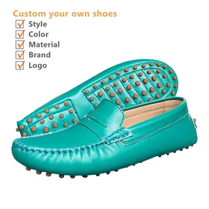 2024 New Arrivals Ladies Green Leather Walking Comfortable Flat Office Moccasin Loafers Women Mother's New Open Casual Shoes