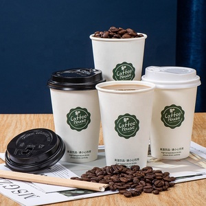Customise Coffe Paper Custom Cups 16oz 200ml with logo White Single Wholesale Paper Cups with Lids