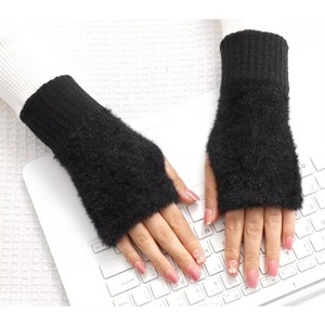 Guantes largos sin dedos de color sólido TOPSM1724, compatibles con pantallas táctiles, guantes cálidos de punto. - Product Image 1