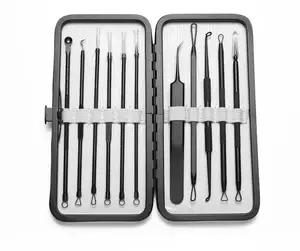 Profesional 11 unids/set Kit de removedor de espinillas de acné de acero inoxidable Extractor de aguja de imperfecciones