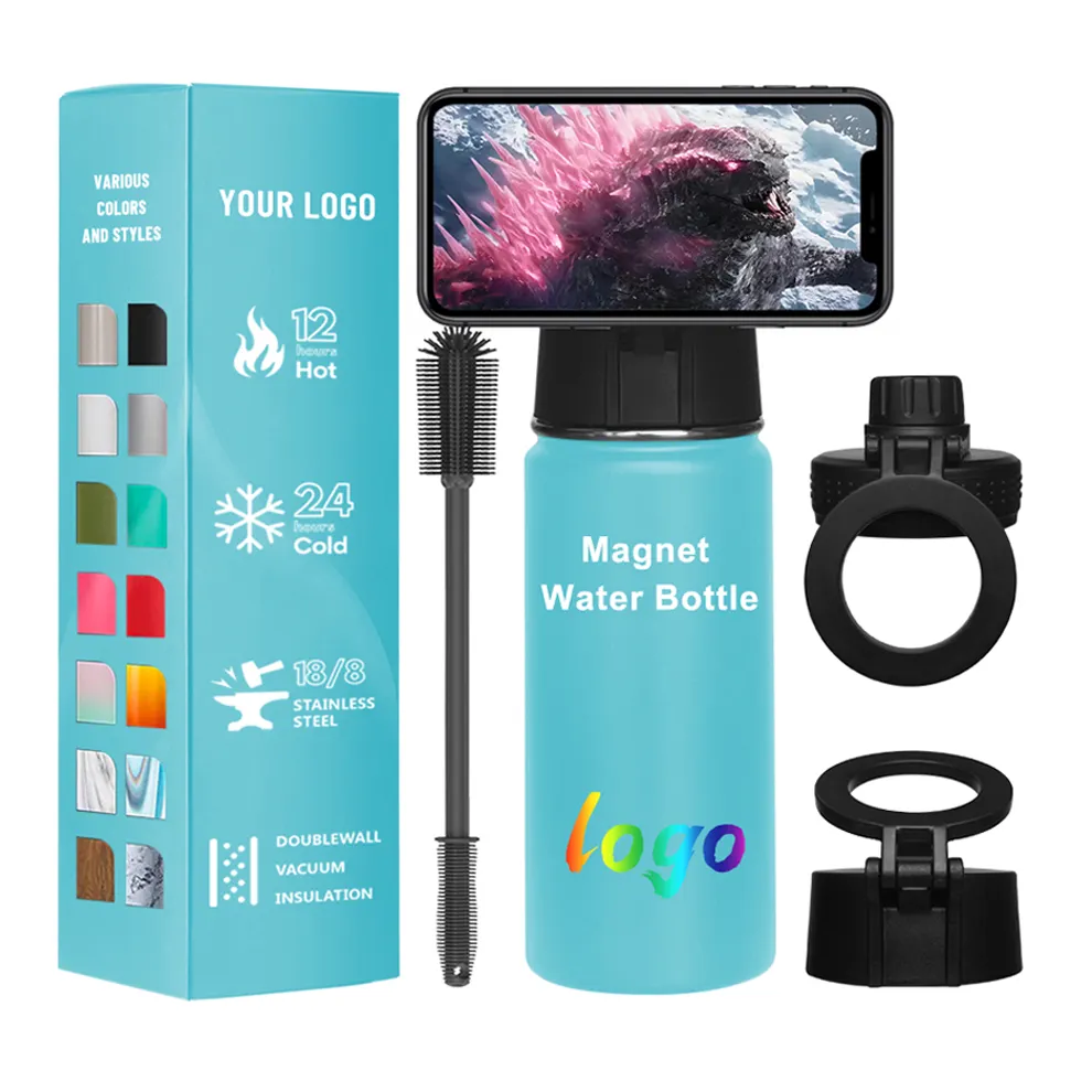 new double walled magnet water bottle sublimation blank stainless steel magnetic water bottle holder 1 litre bpa free 2024