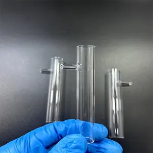 Tabung kaca quartz silika bening tahan panas dengan tabung samping